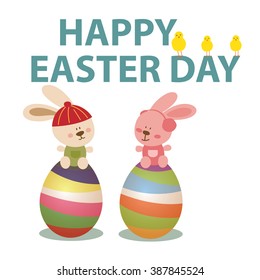 Easter day with bunny and eggs