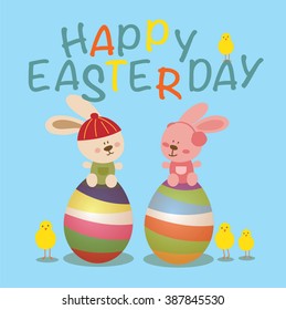 Easter day with bunny and eggs