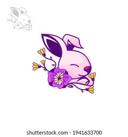 Ostertag, Hase mit floralem Konzept, Vektorgrafik-Vorlage