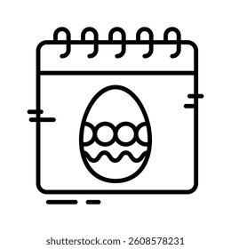 Easter day calendar icon designed in outline style