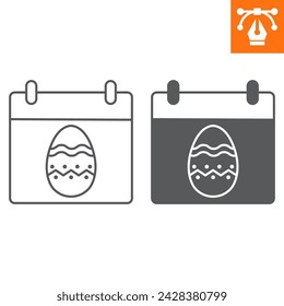 Easter day calendar line and solid icon, outline style icon for web site or mobile app, holiday and planner, Easter date vector icon, simple vector illustration, vector graphics with editable strokes.
