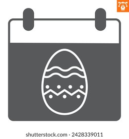 Easter day calendar solid icon, glyph style icon for web site or mobile app, holiday and planner, Easter date vector icon, simple vector illustration, vector graphics with editable strokes.