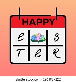 easter day calendar. vector illustration