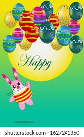 Easter day card with colorful egg