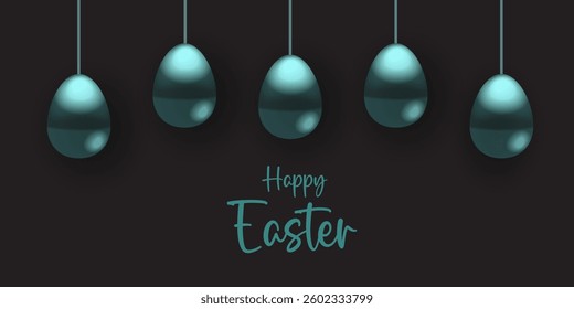 Easter day card, poster, flayer and banner template with Easter eggs in the nest on green, blue, yellow, white and pink background.Greetings and presents for Easter Day with copy space in flat styling