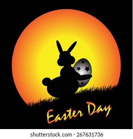 Easter day concept cartoon vector, Easter day card illustration
