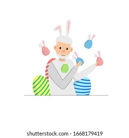 Easter Day costum character flat design vector