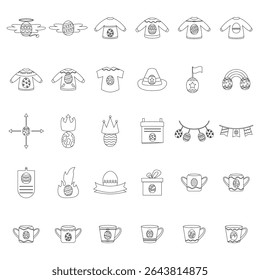 Easter Day Decoration Line Icons. Easy To Edit. EPS 10