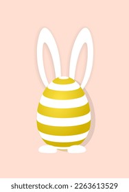 Easter day design. 3d realistic egg bunny. Holiday banner, web poster, flyer. Spring Easter background