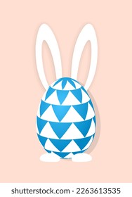Easter day design. 3d realistic egg bunny. Holiday banner, web poster, flyer. Spring Easter background