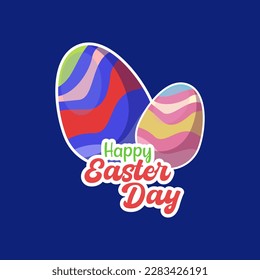 Easter day egg design illustration with colorful vector style