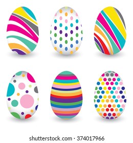Easter day  for egg isolated on vector design. Colorful graphic pattern for eggs. Colorful egg isolated on white background.