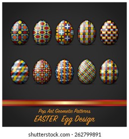 Easter Day Egg With Pop Art Geometric Pattern Style Vector Design