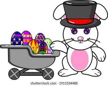 día de Pascua con huevos y conejos