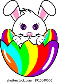 easter day with eggs and rabbits