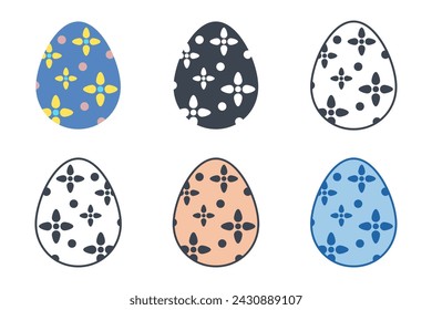 Easter day festival. Easter eggs icons on white background. Vector illustration