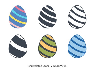 Easter day festival. Easter eggs icons on white background. Vector illustration