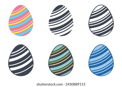 Easter day festival. Easter eggs icons on white background. Vector illustration