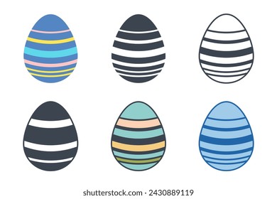 Easter day festival. Easter eggs icons on white background. Vector illustration