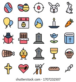 Easter Day Filled Outline Icon Set