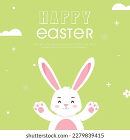 Easter day flat vector celebration background social media post