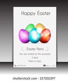 Easter day Flyer, brochure, magazine abd cover template colorful background.