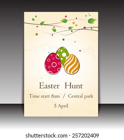 Easter day Flyer, brochure, magazine abd cover template colorful background.