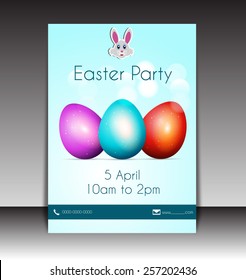 Easter day Flyer, brochure, magazine abd cover template colorful background.