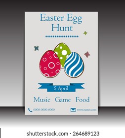 Easter day Flyer, brochure, magazine abd cover template colorful background.