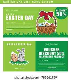 Easter day gift coupon template for shopping voucher, gift card, etc. Vector template 