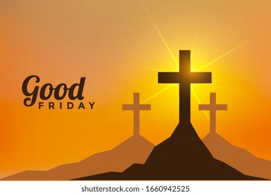 easter day and good friday scene with three cross