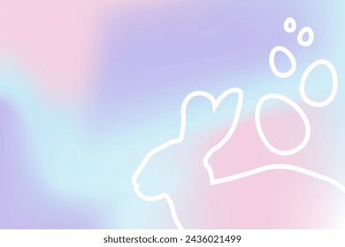 Easter day gradient color background. Pastel color gradation, rabbit, easter eggs. Vector illustration
