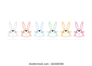 easter day greeting card bunny background vector illustration
