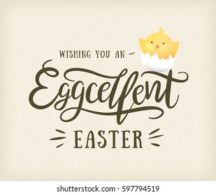 Easter Day greeting card with cute little chick