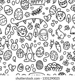 Easter day hand drawn seamless pattern background