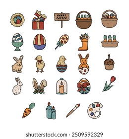 Easter Day Hand Drawn Sticker Set - Colored