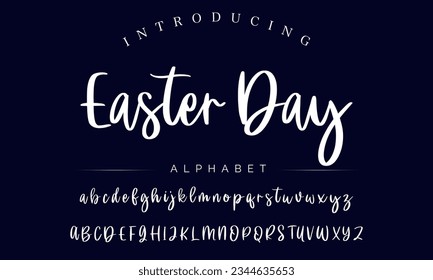 Easter Day Hand drawn vector alphabet. Script font. Isolated letters written with marker, ink. Calligraphy, lettering.