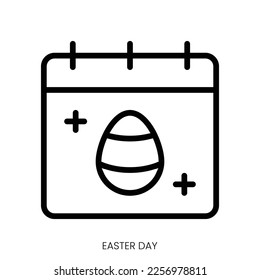 easter day icon. Line Art Style Design Isolated On White Background