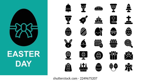 Easter day icon pack vector with solid or glyph style simple