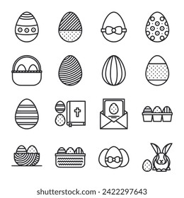 Easter day icon set isolated on white