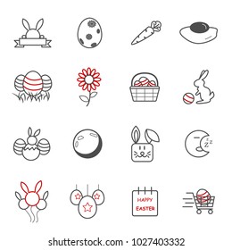 Easter day icons. Holiday and Event concept. Illustration vector collection set. Sign and Symbol theme.