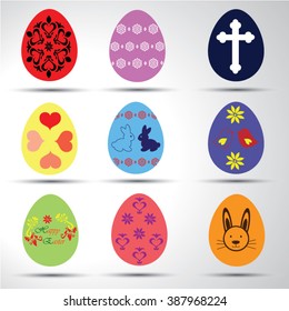Easter day icons set illustration