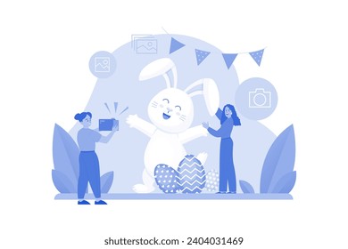 Easter Day Illustration concept on white background