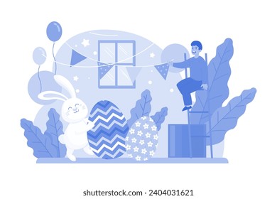 Easter Day Illustration concept on white background