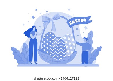 Easter Day Illustration concept on white background