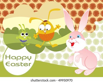 easter day illustration with happy cartoon