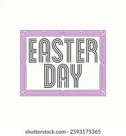 Easter Day Line Frame Vector Illustration on white background.
