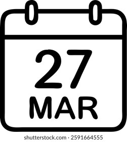 Easter day. March 27. Vector flat daily calendar icon. Date and time, month. Holiday. Modern simple sign template for web site and mobile app illustration.Vector illustration on a white background.