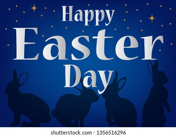 Easter day on night sky background graphic vector
