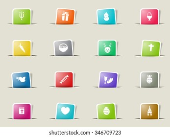 Easter day paper icons for web